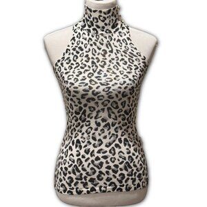 WHBM Turtle Neck Tank Top - Leopard Print Size XXS